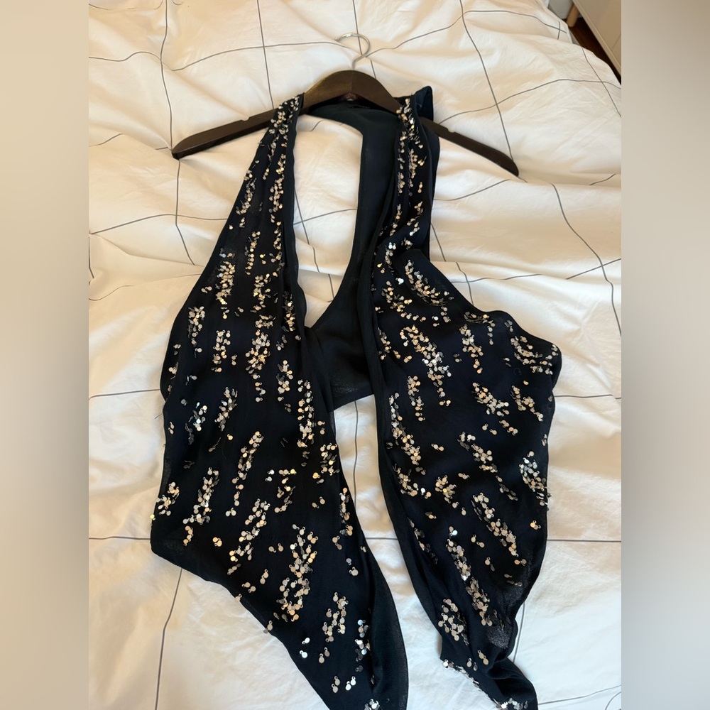 Zara navy blue Sequin Halter coverup
